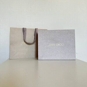 Jimmy Choo empty shoe box and shopping bag